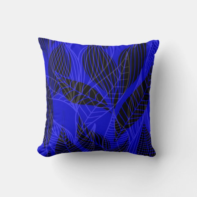 Modern Leaves by Cheryl Daniels | cobalt Cushion (Front)