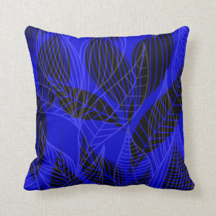 Modern Leaves by Cheryl Daniels   cobalt Cushion