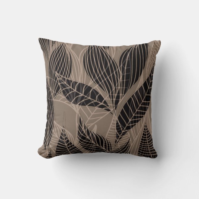 Modern Leaves by Cheryl Daniels | taupe Cushion (Front)