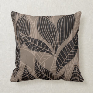 Modern Leaves by Cheryl Daniels taupe Cushion