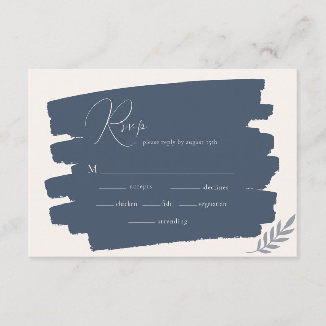 Modern Leaves Minimalist Frame RSVP Card (Front)