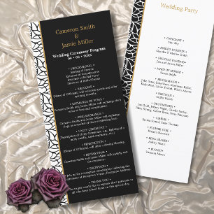 Modern Leaves Pattern Border Wedding Day Program