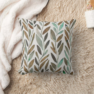 Modern Leaves pattern watercolor Cushion