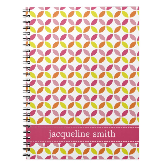 Modern Leaves Personalised Notebook - Pink (Front)