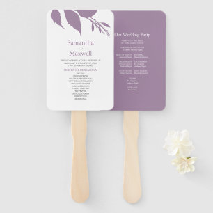 Modern Leaves Purple Wedding Hand Fan