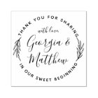 Modern Leaves Script Names Round Wedding Thank You