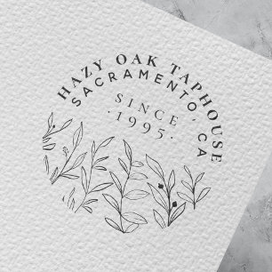 Modern Leaves & Twigs   Small Business Logo Self-inking Stamp