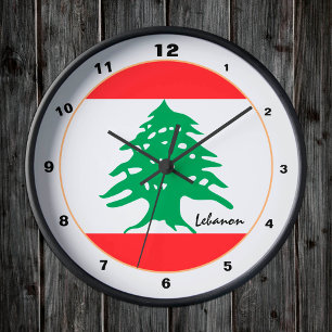 Modern Lebanese Flag, Lebanon Home / design Round Clock