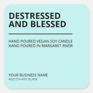 Modern Left Text Blue Scented Soy Candle Labels