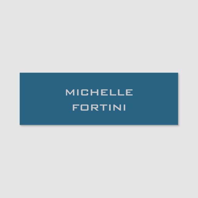 Modern Legible Name Plain Ocean Blue Tag (Front)