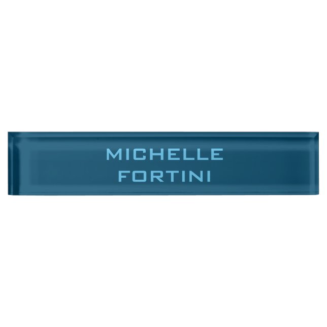 Modern Legible Name Plain Ocean & Sky Blue Nameplate (Front)