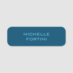 Modern Legible Name Plain Ocean & Sky Blue Tag