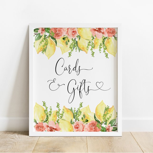 Modern Lemon and Floral Cards and Gifts Sign (Creator Uploaded)
