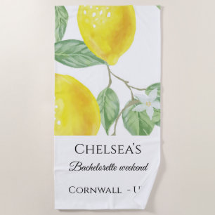 Modern Lemon Bachelorette Weekend Beach Towel