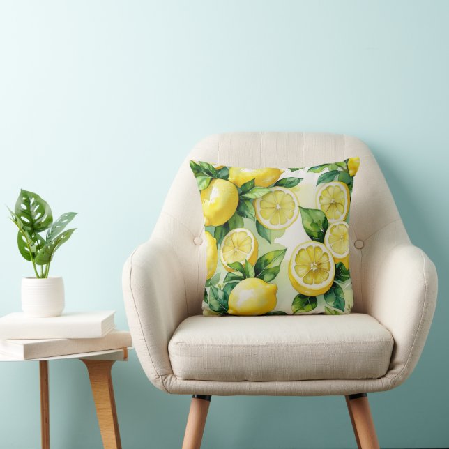 Modern lemon blue floral script bridal shower cushion (Chair)