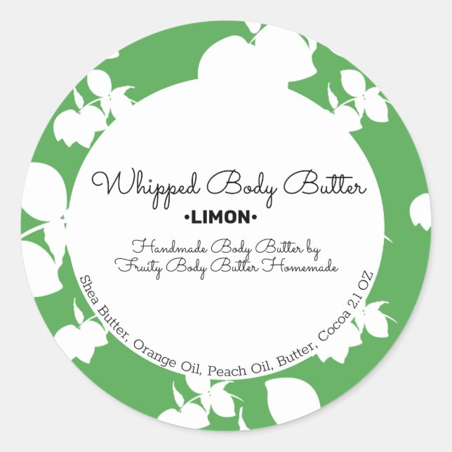 Modern Lemon Body Butter Bath Branding Packaging Classic Round Sticker (Front)
