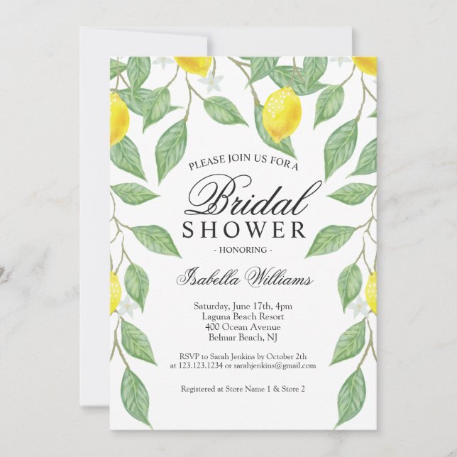 Modern Lemon Boho Bridal Shower Invitvitation Invitation (Front)
