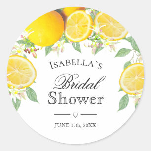 Modern Lemon Boho Summer Bridal Shower Classic Round Sticker