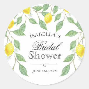 Modern Lemon Boho Summer Bridal Shower Classic Round Sticker