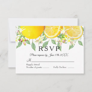 Modern Lemon Boho Summer Wedding RSVP Card
