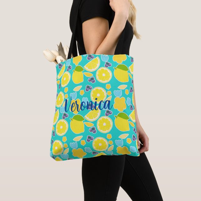 Modern Lemon Bridal Shower Tote Bag (Close Up)