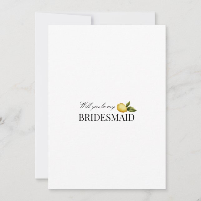 Modern Lemon Bridesmaid Proposal Card  (Front)