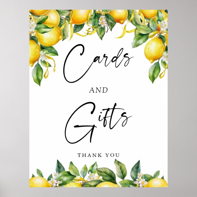 Modern  Lemon Citrus Cards and Gifts Sign (Front)