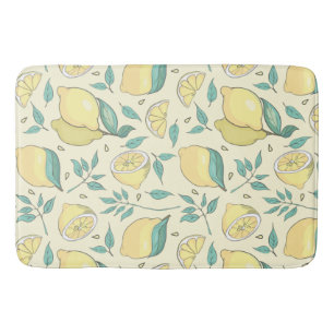 Modern Lemon Citrus Summer yellow Personalised     Bath Mat