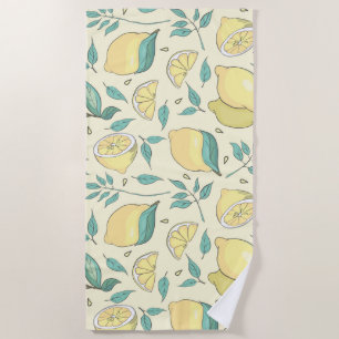 Modern Lemon Citrus Summer yellow Personalised Beach Towel