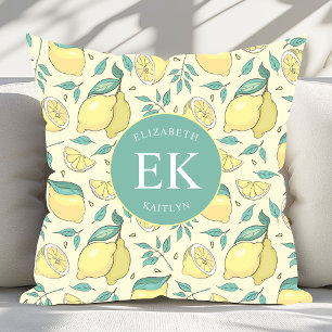 Modern Lemon Citrus Summer yellow Personalised Cushion