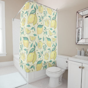 Modern Lemon Citrus Summer yellow Personalised     Shower Curtain