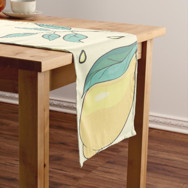 Modern Lemon Citrus Summer yellow Personalised   T Long Table Runner (In Situ)
