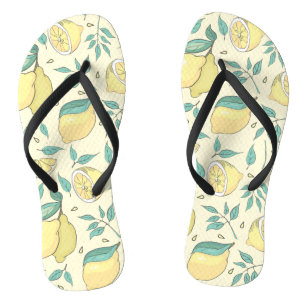Modern Lemon Citrus Summer yellow Personalised     Thongs