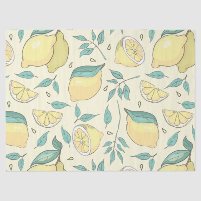 Modern Lemon Citrus Summer yellow Personalised     Tissue Paper (Front)