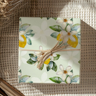 Modern Lemon floral Citrus Wedding Wrapping Paper Sheet