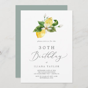 Modern Lemon Garden 30th Birthday Invitation