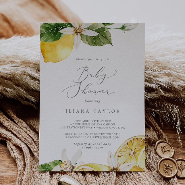 Modern Lemon Garden Baby Shower Invitation (Creator Uploaded)