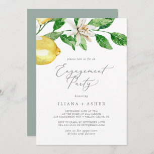 Modern Lemon Garden Engagement Party Invitation