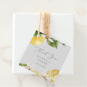 Modern Lemon Garden Grey Thank You Favour Tags