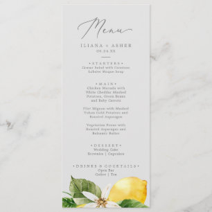 Modern Lemon Garden   Grey Wedding Dinner Menu
