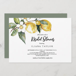 Modern Lemon Garden Horizontal Bridal Shower Invitation