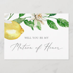 Modern Lemon Garden Matron of Honour Proposal Card