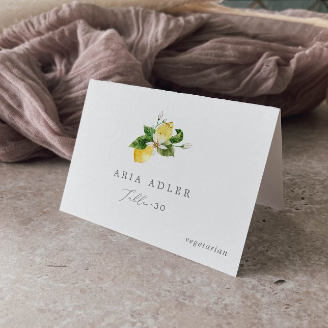 Modern Lemon Garden Menu Option Place Cards (Creator Uploaded)