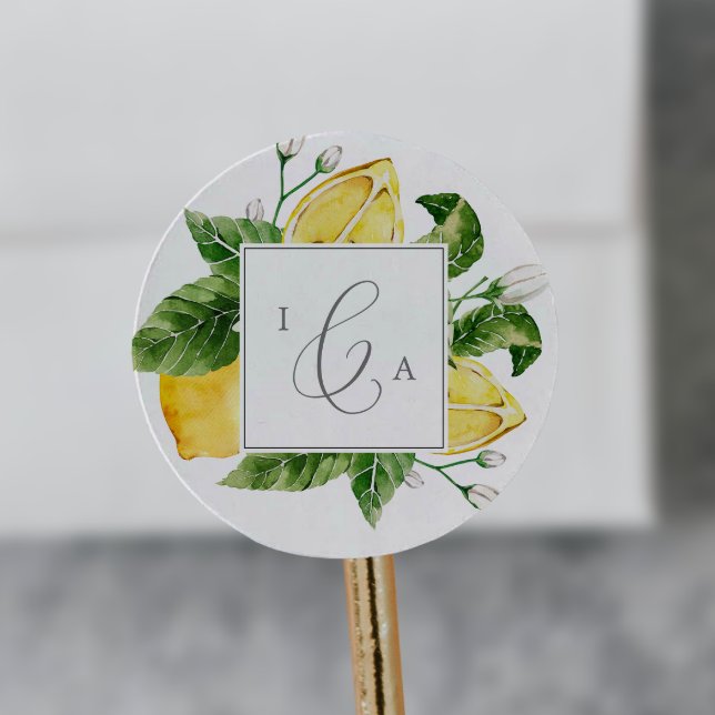 Modern Lemon Garden Monogram Wedding Envelope Seal (Creator Uploaded)
