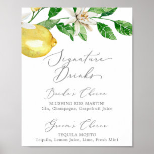 Modern Lemon Garden Signature Drinks Sign