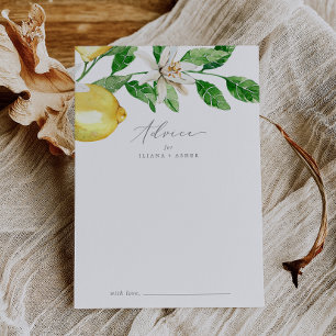 Modern Lemon Garden Wedding Advice Card