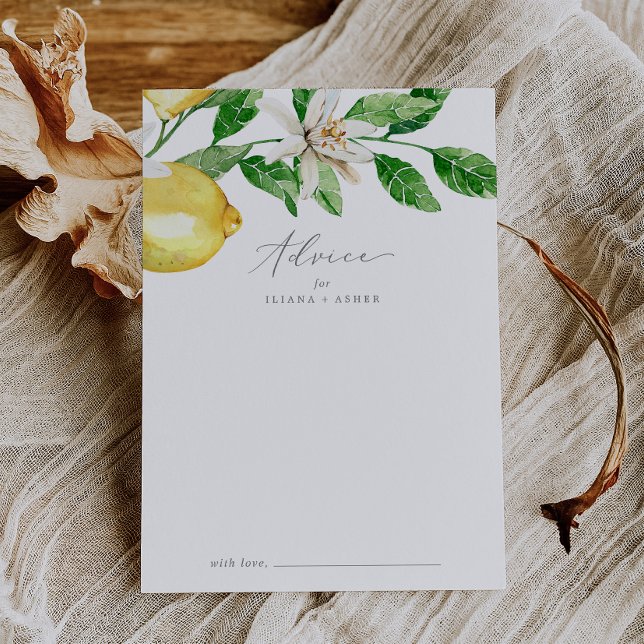 Modern Lemon Garden Wedding Advice Card (Creator Uploaded)