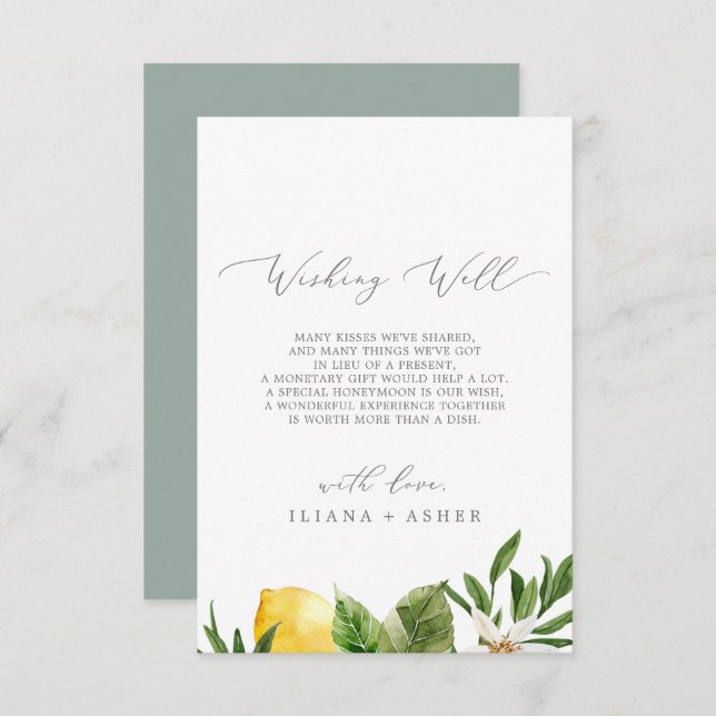 Modern Lemon Garden Wishing Well Card (Front/Back)
