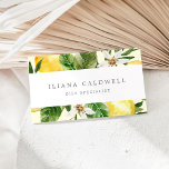 Modern Lemon Garden | Yellow Business Card<br><div class="desc">This modern lemon garden yellow business card is perfect for a small business owner,  consultant,  stylist and more! The rustic mediterranean design features bright and beautiful watercolor lemons with bohemian white flowers and elegant green leaves.</div>