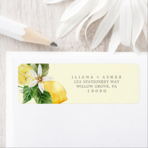 Modern Lemon Garden   Yellow Return Address Label